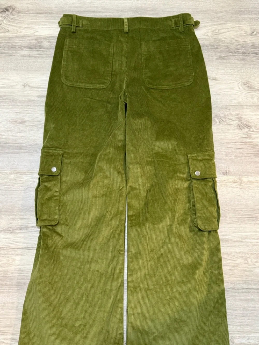 Vintage 90s dELiA*s Olive Green Corduroy Cargo Flare Pants Medium